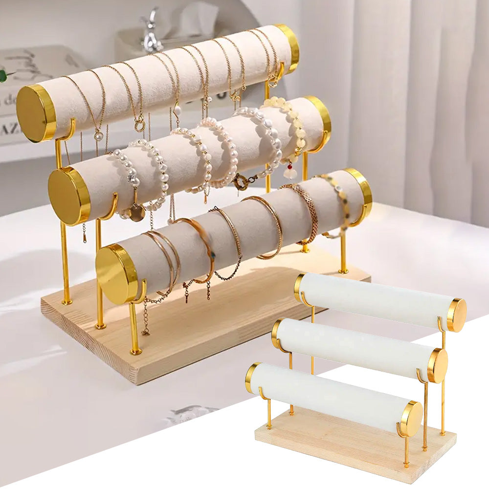 حامل مجوهرات من الخشب 3 طبقات