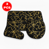 طقم سجاد حمام 3 قطع بنقشة الرخام - أسود × ذهبي