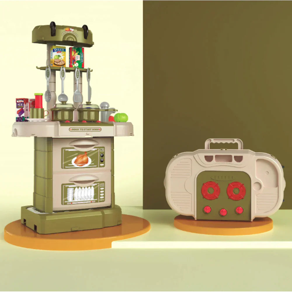 مجموعة أدوات مطبخ مكونة من 43 قطعة، ألعاب أدوات مائدة بلاستيكية محمولة 3 في 1