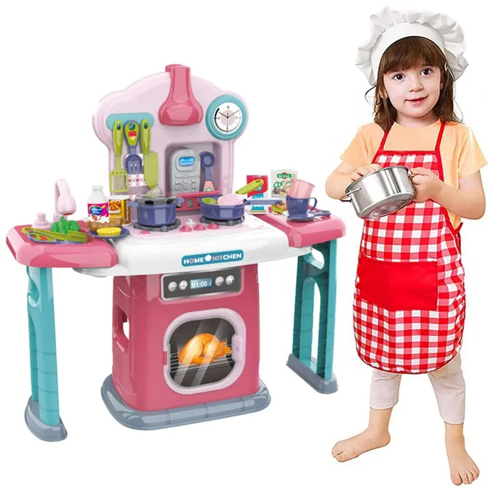 مطبخ ألعاب للأطفال مكون من 45 قطعة، مع طاولات جانبية دوارة