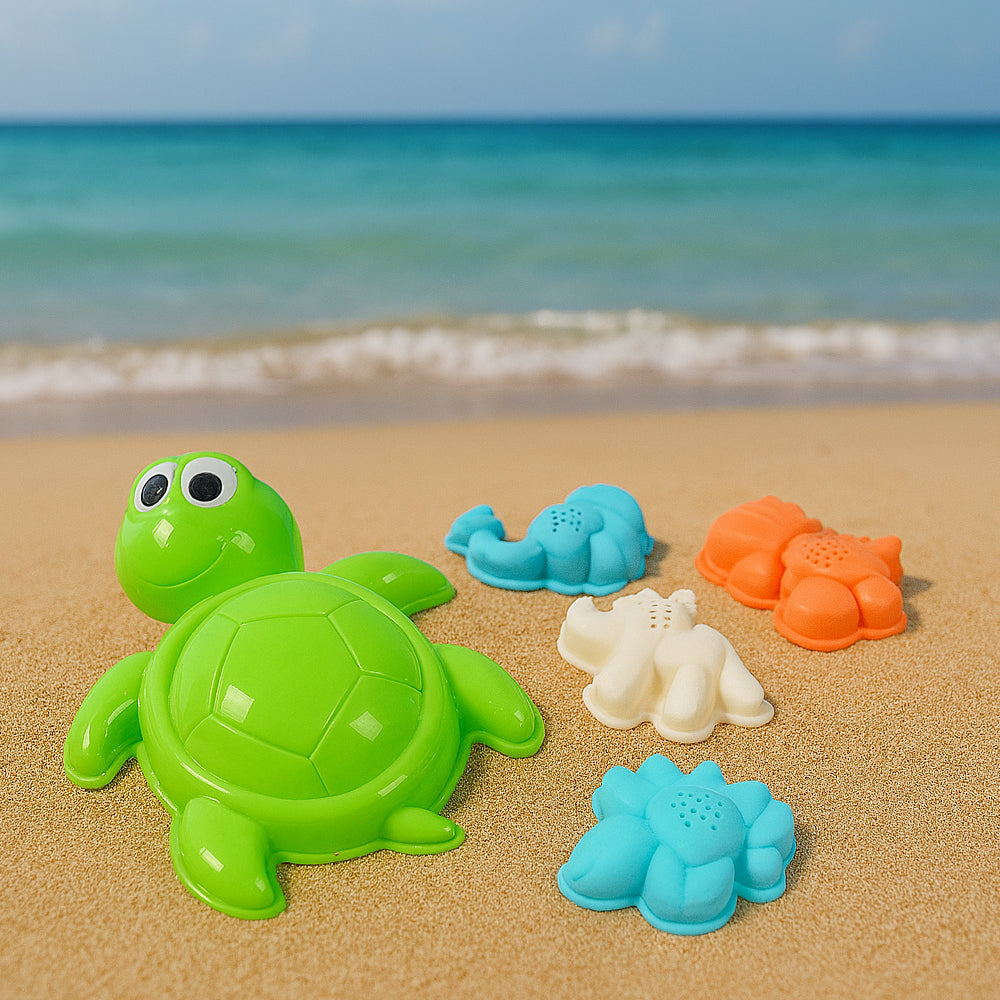 مجموعة ألعاب شاطئية للأطفال - 5 قطع ملونة مع سلحفاءوشخصيات بحرية