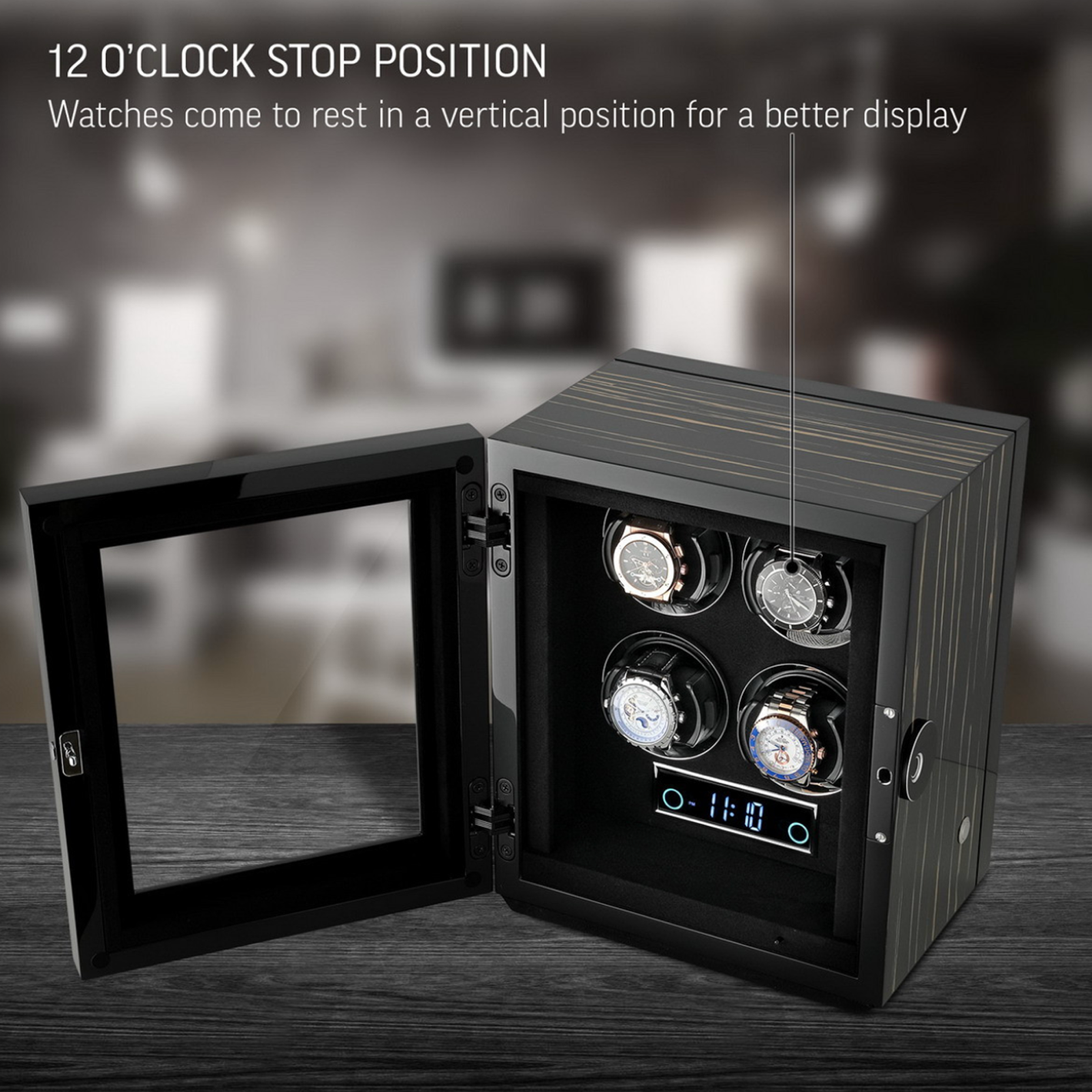 صندوق عرض ودوران الساعات التلقائي الفاخر 4 ساعة