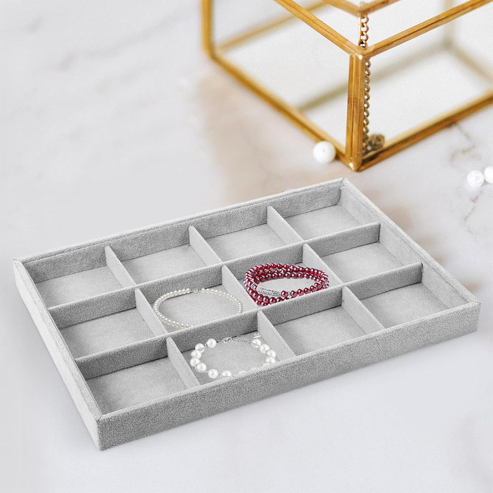 صينية مجوهرات مخملية مكونة من 12 فتحة