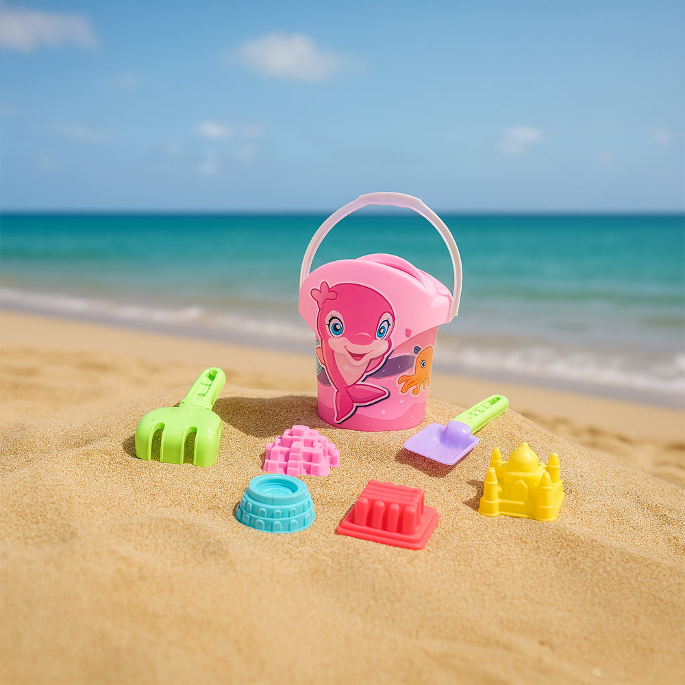 لعبة شاطئ رملية للأطفال مكونة من 7 قطع بتصميم لطيف للعب في الهواء الطلق