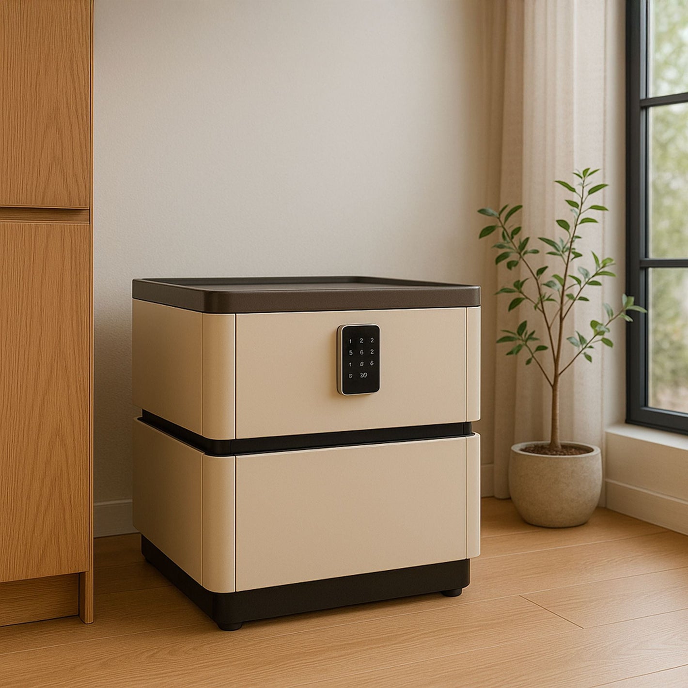 خزنة إلكترونية بدرجين مع قفل رقمي باللمس