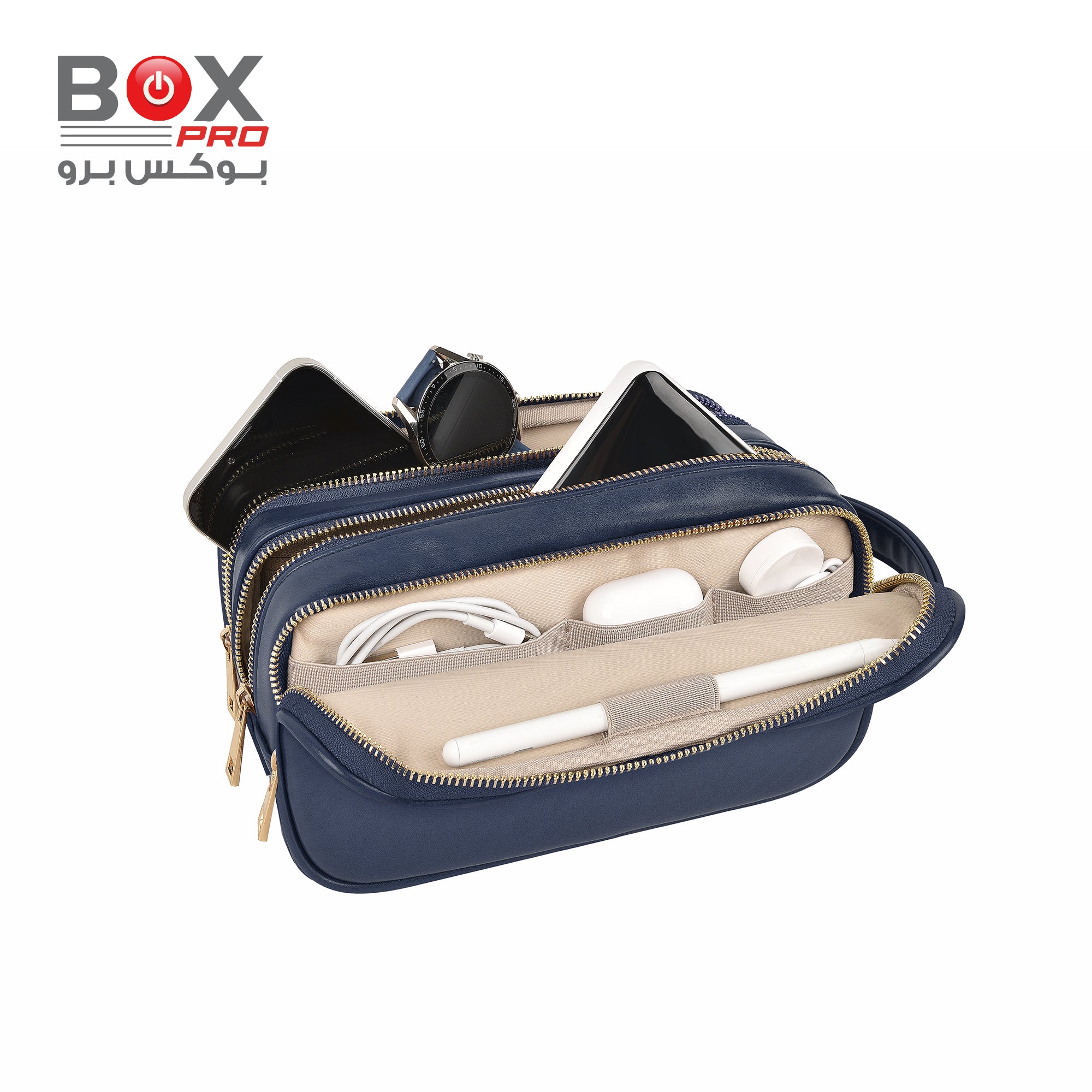 BoxPro Salem Lux Tri Compartment Organize Case - Blue