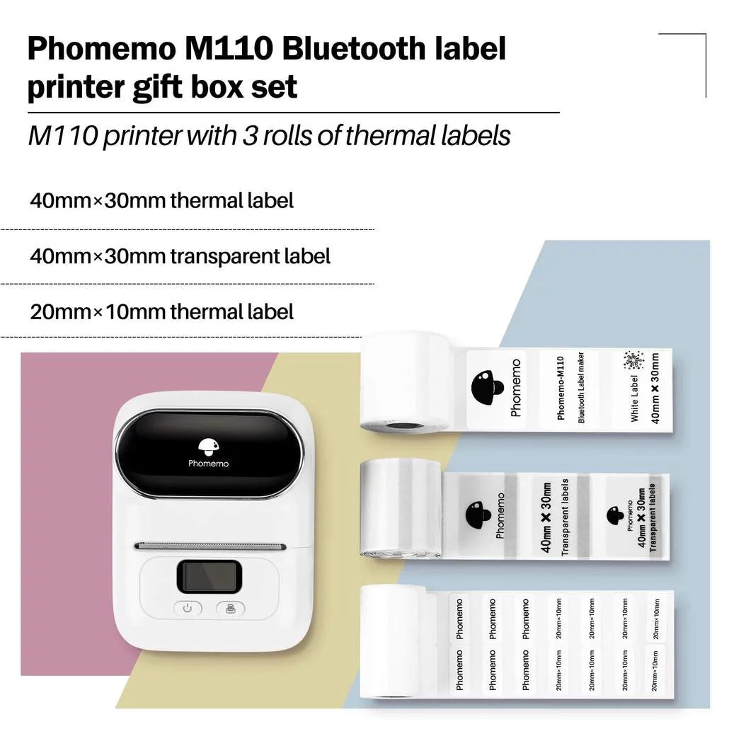 Phomemo M110 Bluetooth Label Printer With 3Rolls / Black