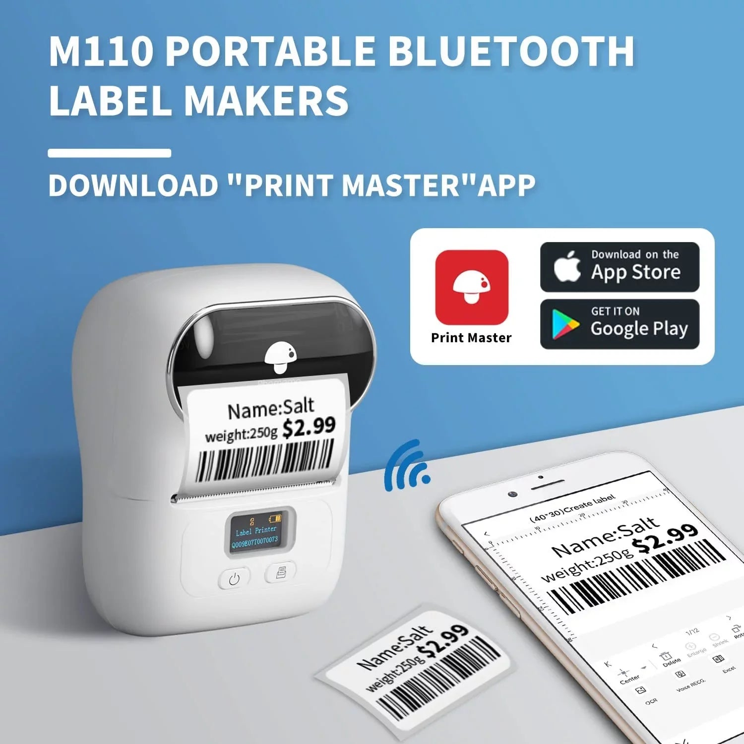 Phomemo M110 Bluetooth Label Printer With 3Rolls / Orange