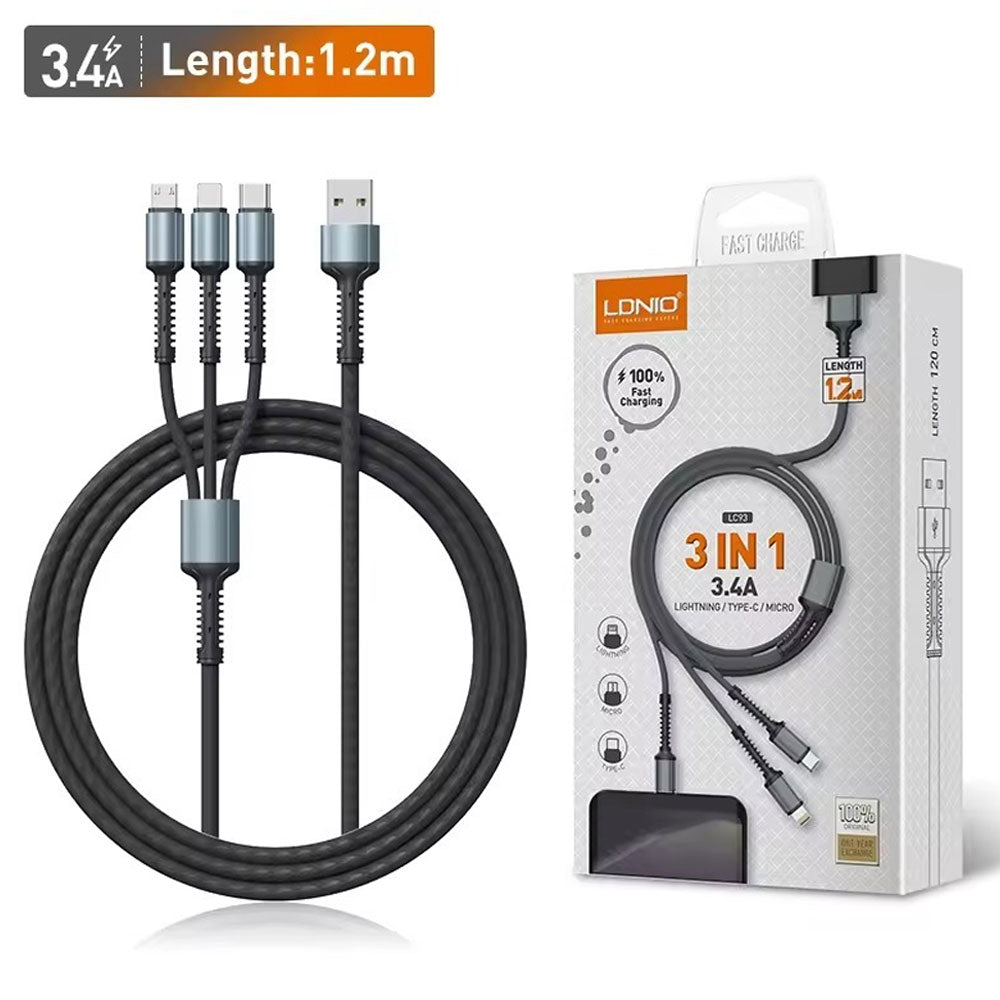LDNIO LC93 3 In 1 Phone Cable Charge