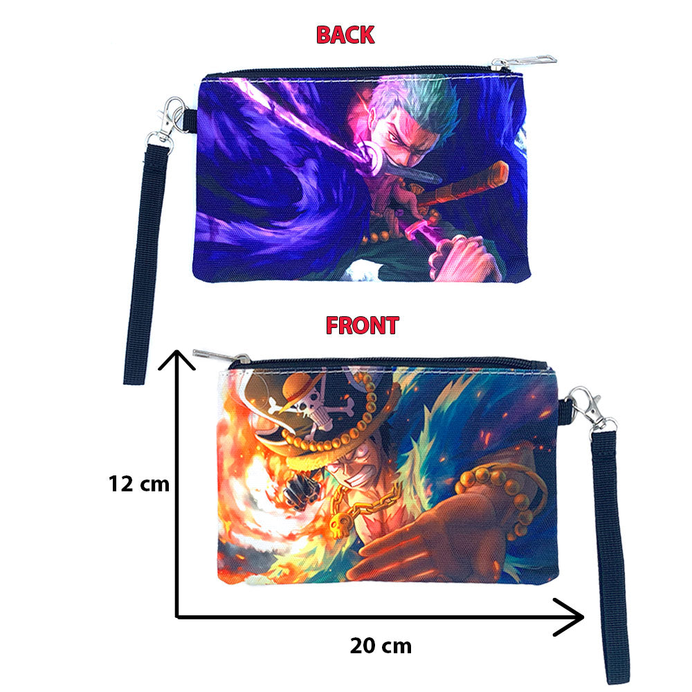 Luffy & Zoro Printed Zippered Pouch with Wrist strap