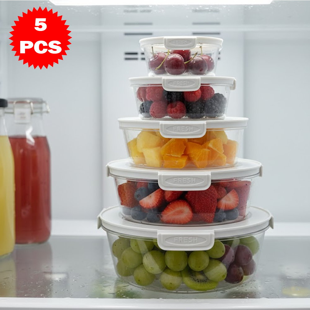 طقم علب حفظ الطعام محكمة الإغلاق 5 أحجام