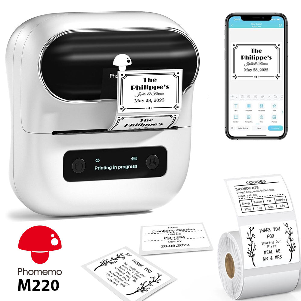 Phomemo M220 Printer Label Maker 3 Inch / White