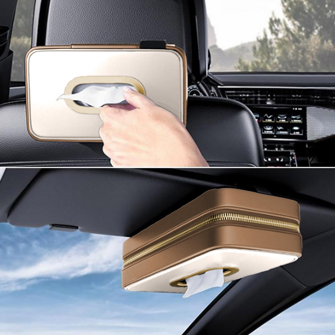 Car Leather Tissue Holder - Beige