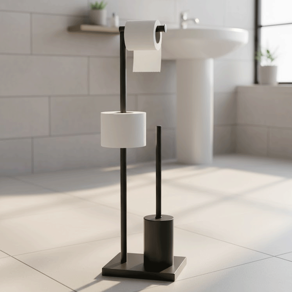 حامل ورق تواليت مع فرشاة