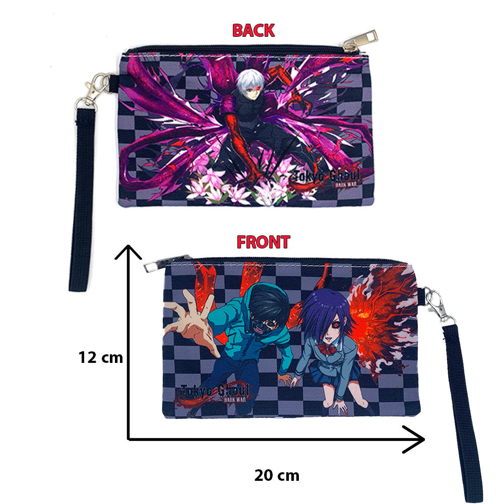 Tokyo Ghoul Characters Printed Zippered Pouch with Wrist strap