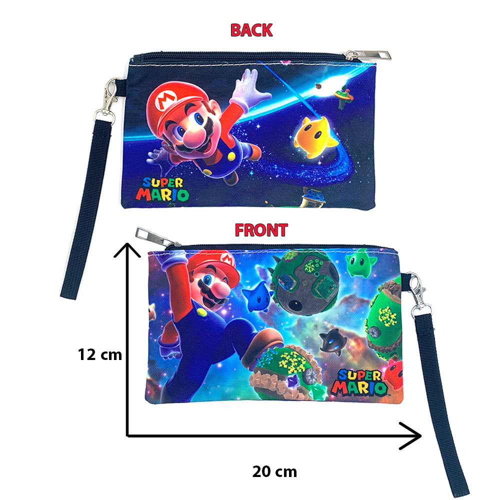 Mario Printed Zippered Pouch with Wrist strap