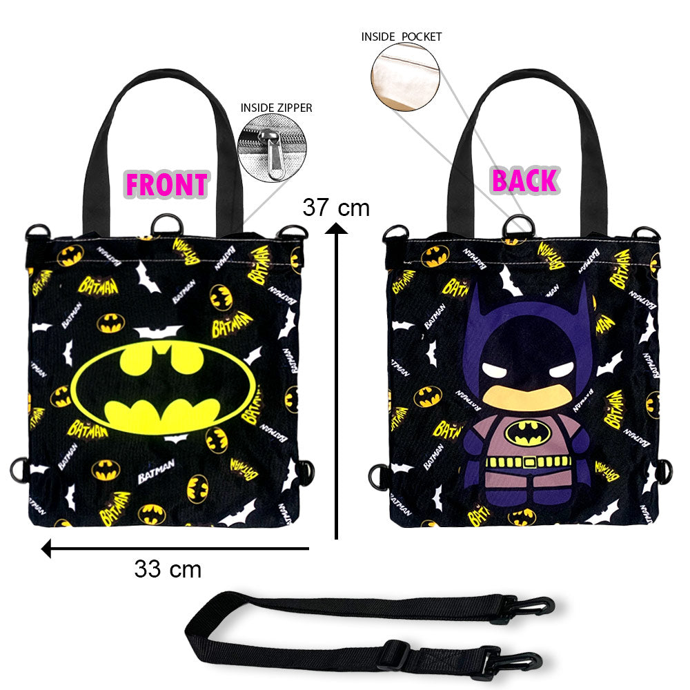 Batman & Logo Patterned Printed Multipurpose Canvas Tote Bag