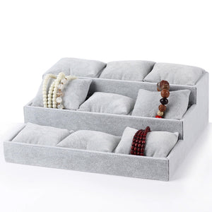 صندوق مع حامل مخمل للأساور والساعات 3 طبقات