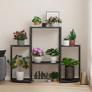 حامل نباتات من الفولاذ والبلاستيك مع 6 رفوف