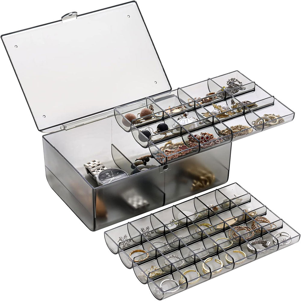 صندوق تخزين المجوهرات ذو 3 طبقات 