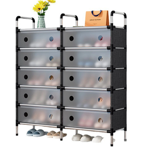 خزانة أحذية متعددة الطبقات بواجهات سحب شفافة