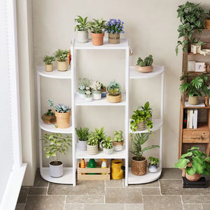 حامل نباتات من الفولاذ والبلاستيك مع 9 رفوف