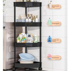 رف تخزين زاوية متعددة الطوابق بعجلات