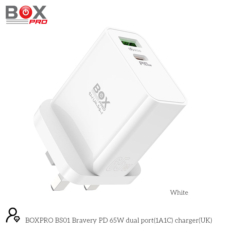 BOXPRO BS01 Bravery PD 65W dual port(1A1C) charger(UK)