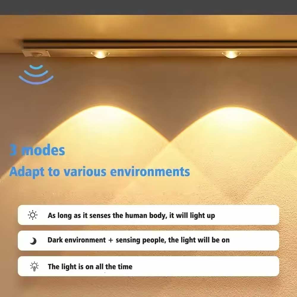 إضاءة LED أسفل الخزانة مع مستشعر حركة 120 سم
