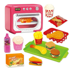 لعبة مطبخ صغيرة تعمل بالميكروويف مع ملحقات الطعام