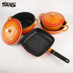 طقم قدور جرانيت 11 قطعة برتقالي