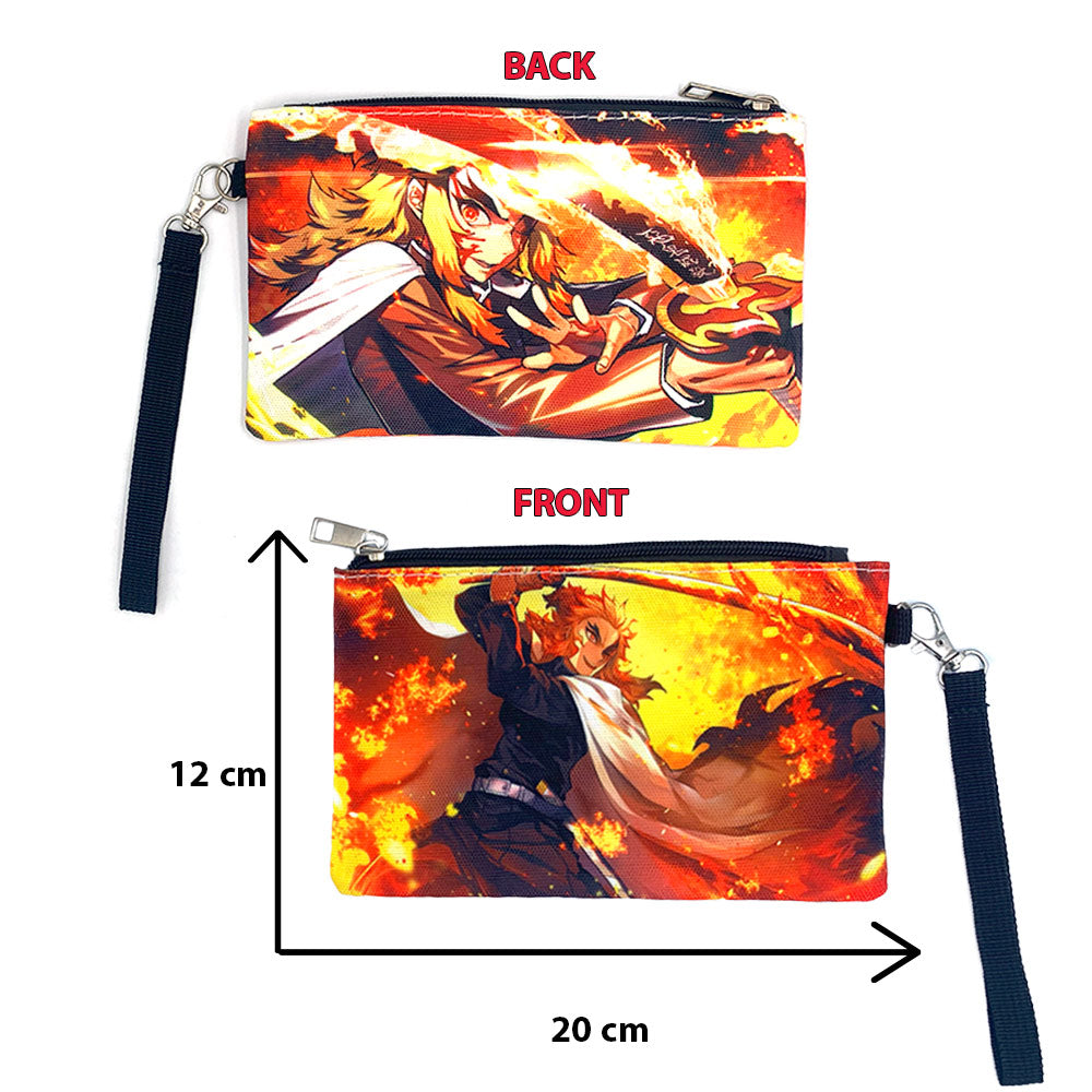 Rengoku Printed Zippered Pouch with Wrist strap