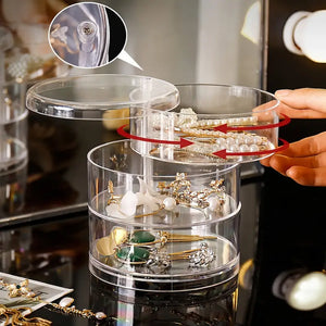 صندوق تخزين الأكسسوار والمجوهرات الدوار 3 طبقات