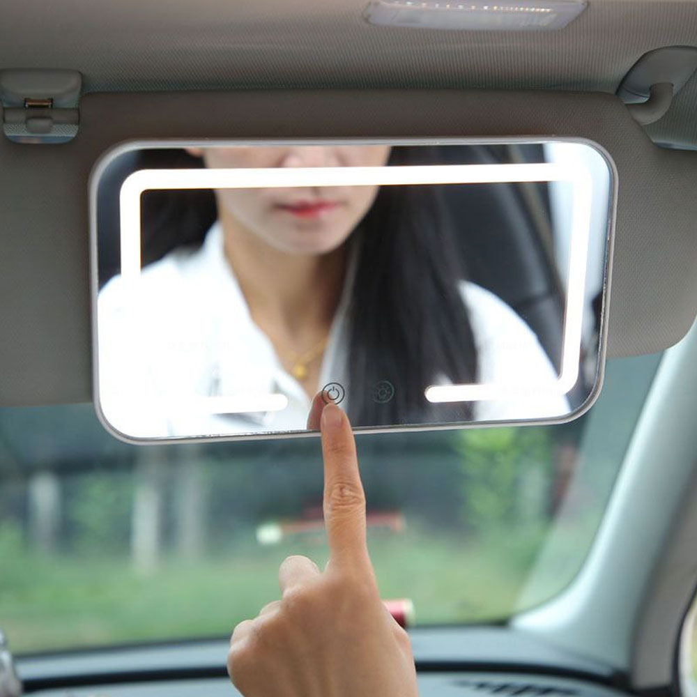 مرآة مكياج للسيارة مزودة بإضاءة LED