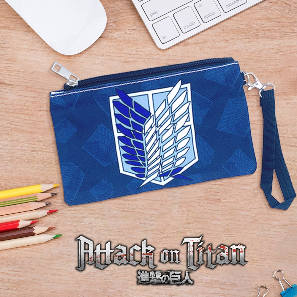 Attack on Titans flags Printed Zippered Pouch with Wrist strap