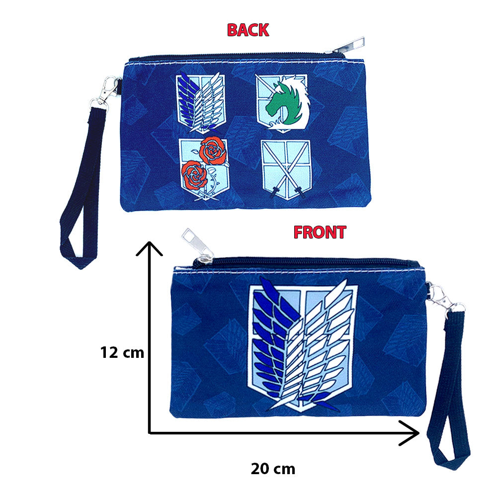 Attack on Titans flags Printed Zippered Pouch with Wrist strap
