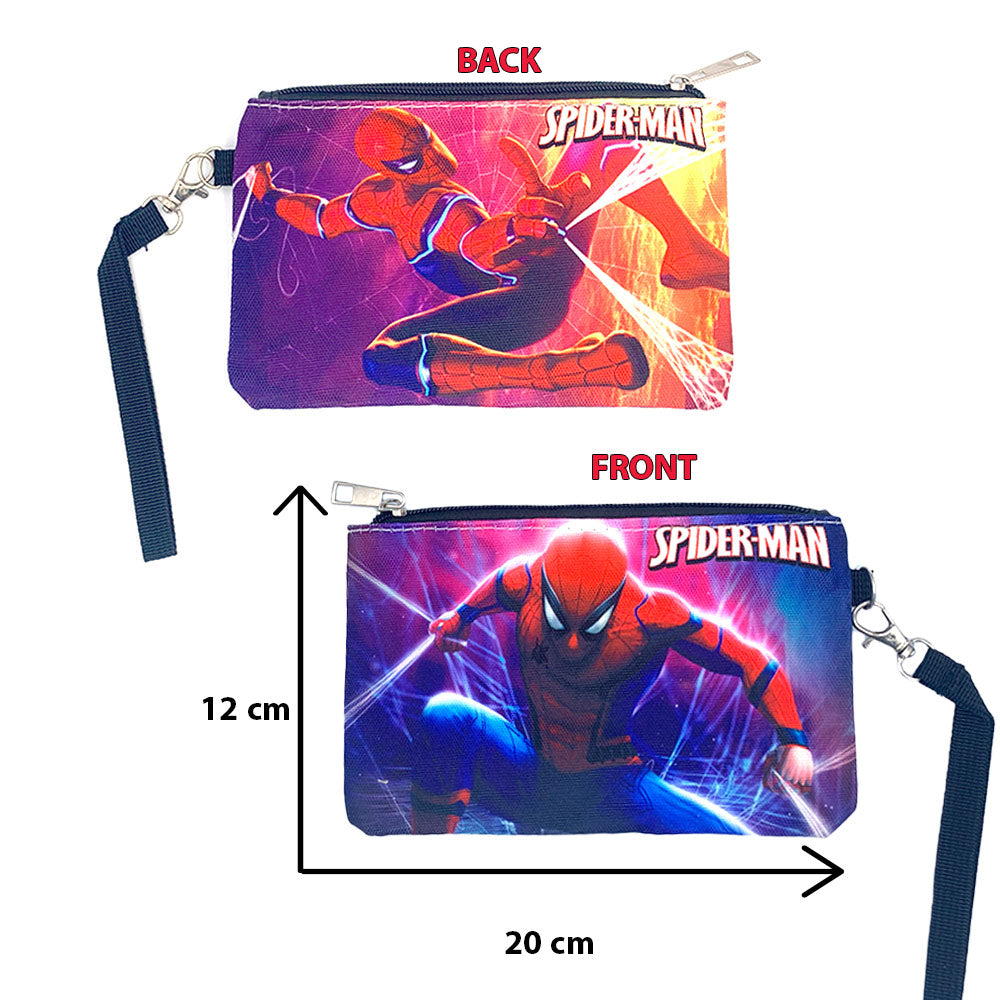 Spiderman Printed Zippered Pouch with Wrist strap