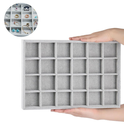 صينية مجوهرات مخملية من 24 فتحة