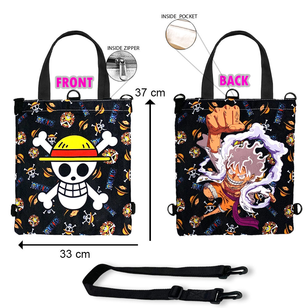 one piece pattern white luffy  Printed Multipurpose Canvas Tote Bag