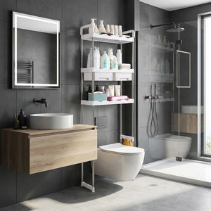 رف تخزين فوق المرحاض بثلاث طبقات