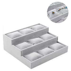 صندوق مع حامل مخمل للأساور والساعات 3 طبقات