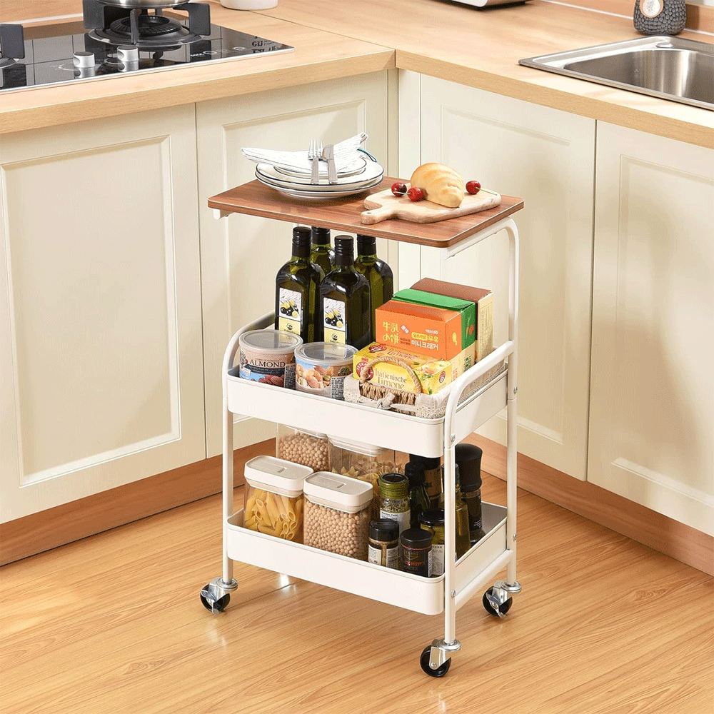 3-Tier Metal Storage Cart with Handle