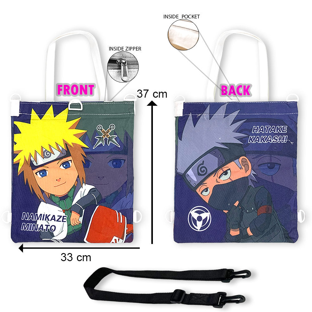 Naruto: Minato & Kakashi Printed Multipurpose Canvas Tote Bag