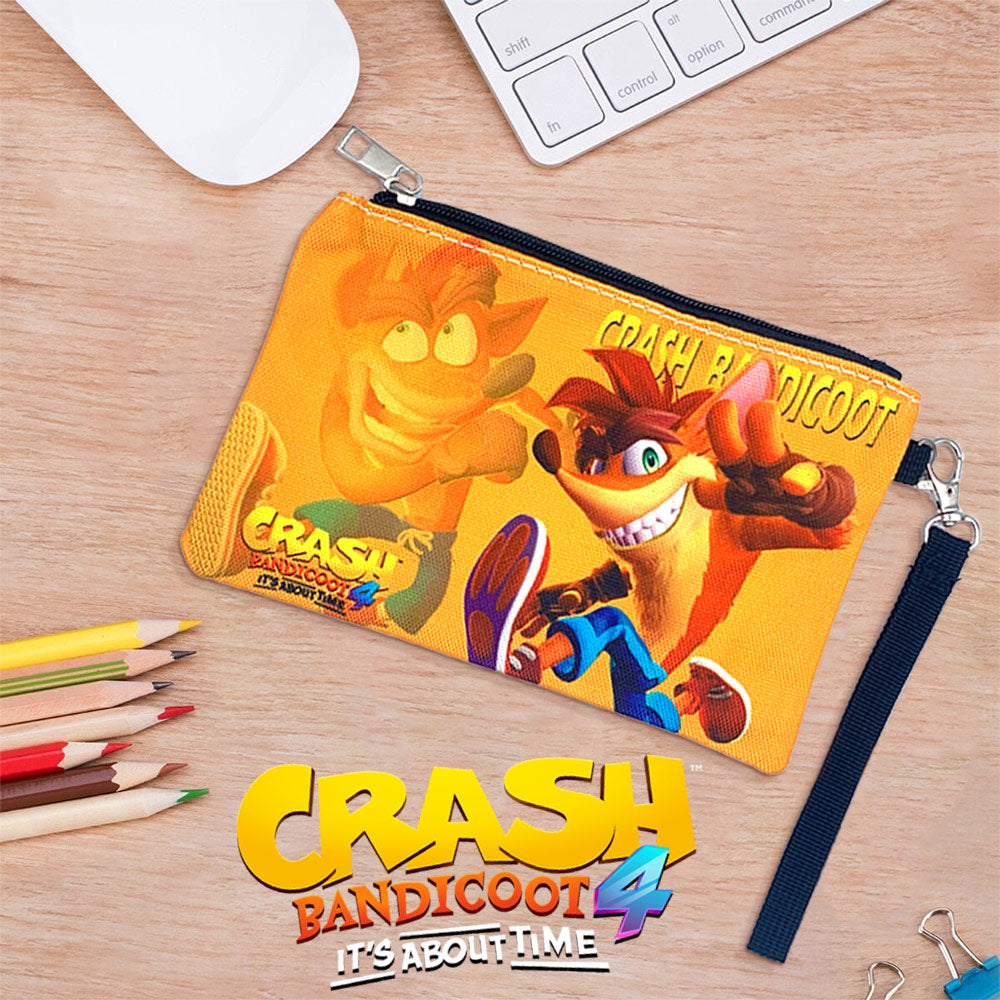 حقيبة بسحاب وطبعة Crash مع حزام للمعصم