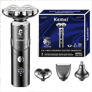 Kemei KM-2193 / 4In1 مجموعة ماكينة حلاقة رجالية قابلة للطي