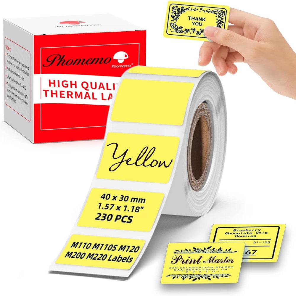 Phomemo Printer Labels 40x30mm/230Pcs Square/Yellow