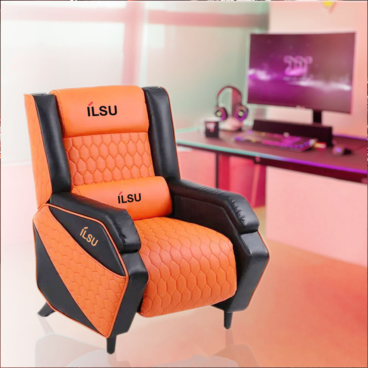ILSU Knight Series Gaming Sofa Chair- Black,Orange