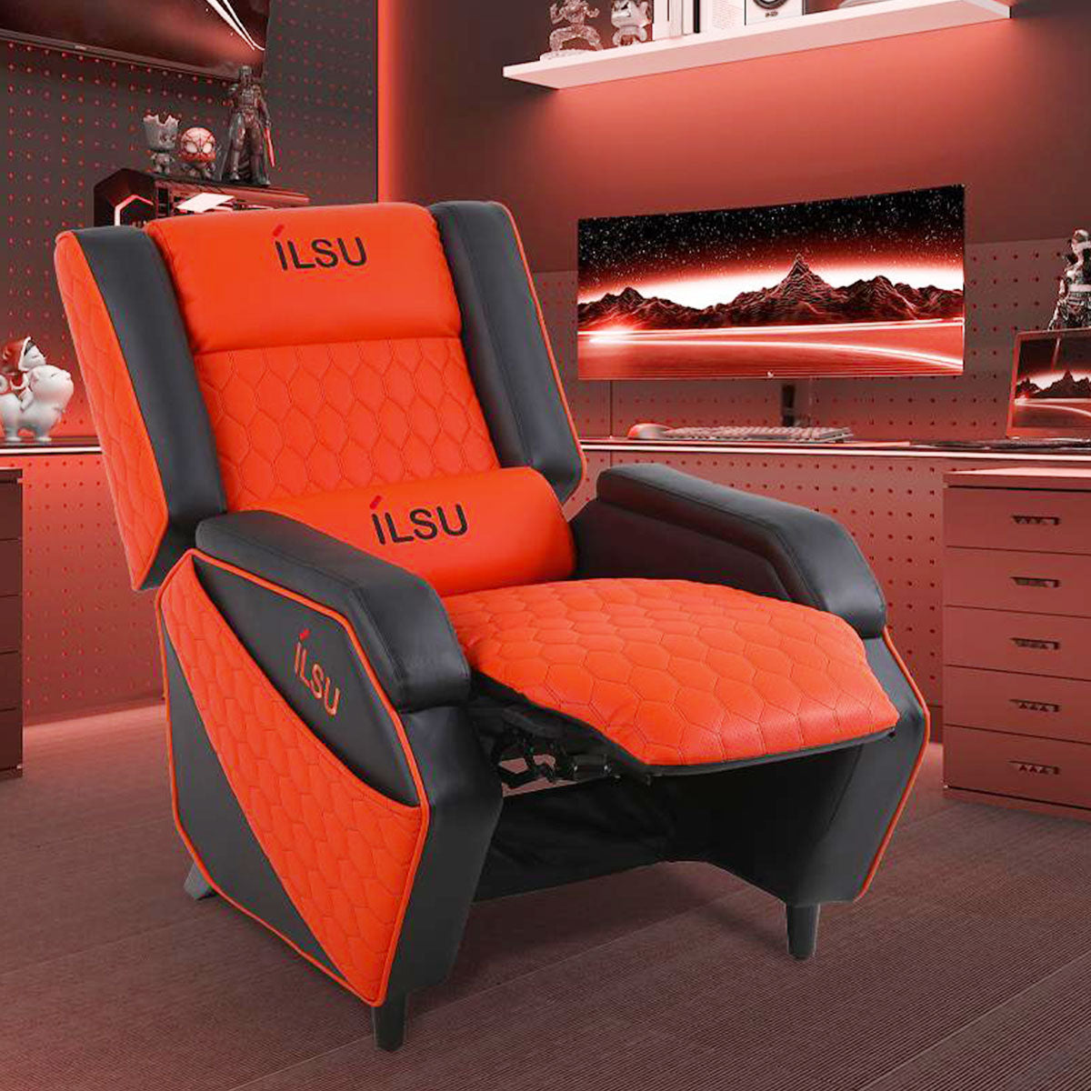 ILSU Knight Series Gaming Sofa Chair- Black,Red