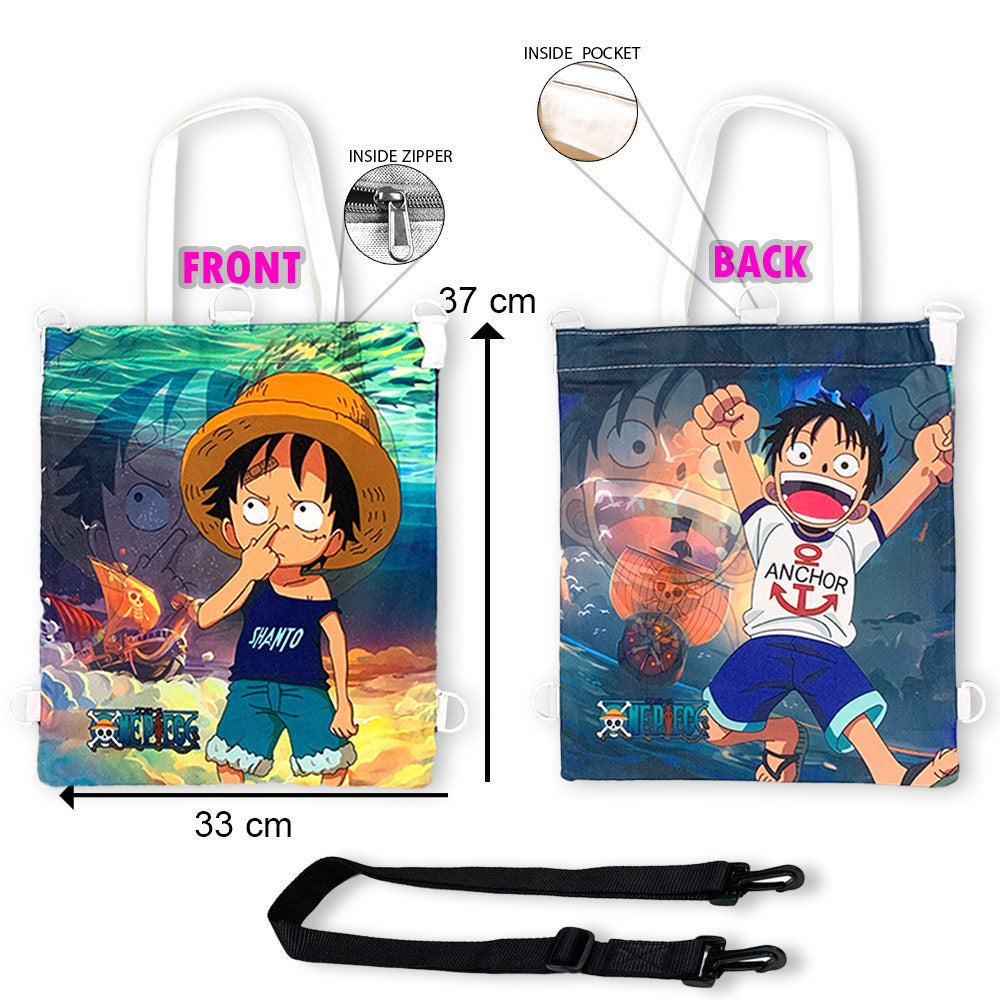 One Piece : Small Luffy Printed Multipurpose Canvas Tote Bag