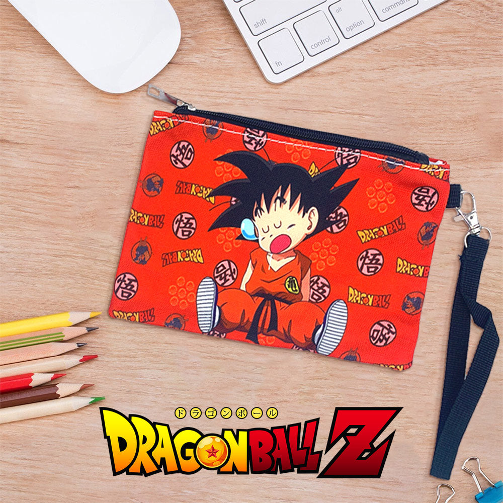Cute Goku Printed Zippered Pouch with Wrist strap